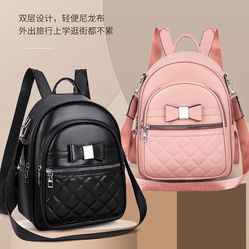 Ramadan Gift Retro Female Version Backpack Girls Solid Color mini Backpack Multifunctional Leisure Travel Backpack Texture PU Leather Backpack Business Travel Commuter Bag Student School Bag