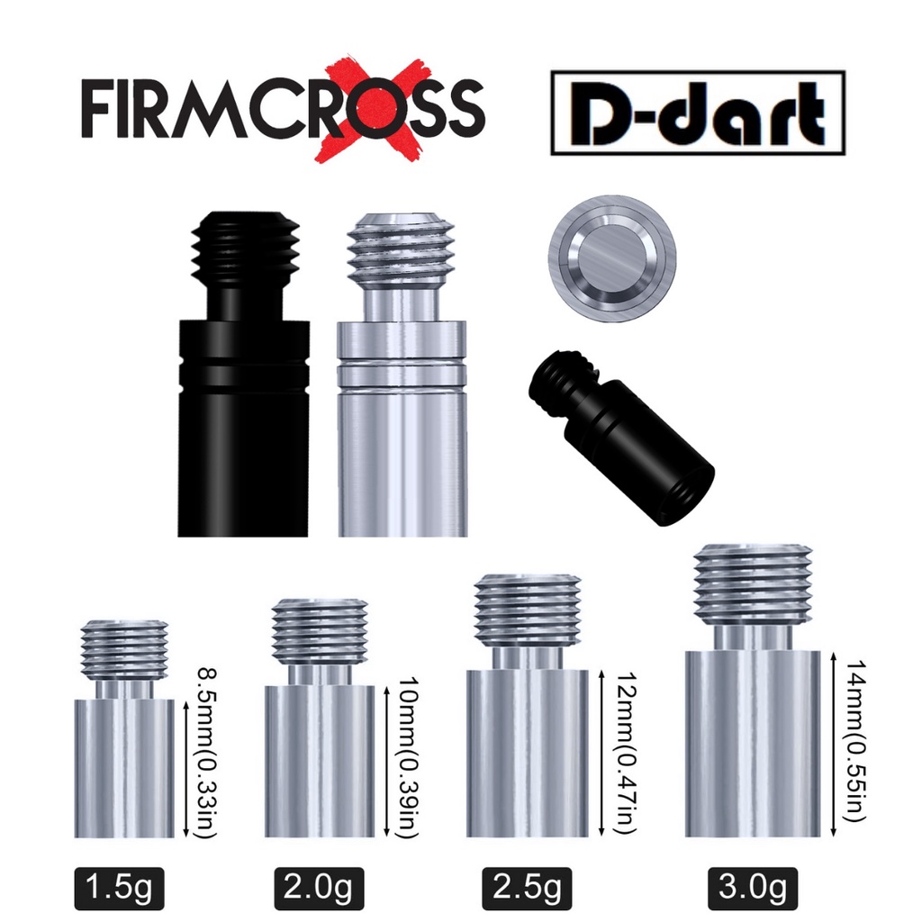 FIRMCROSS DART ACCESSORY - SILVER/BLACK 4 Weight Add Gram 1.5g/2.0g/2.5g/3.0g Thread 2ba 3 Pcs/Pack