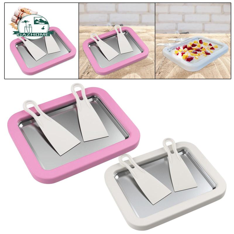 [In Stock] Ice Creams Rolls Maker with 2 Scrapers Cold Sweet Fried Food Plate Multifunctional