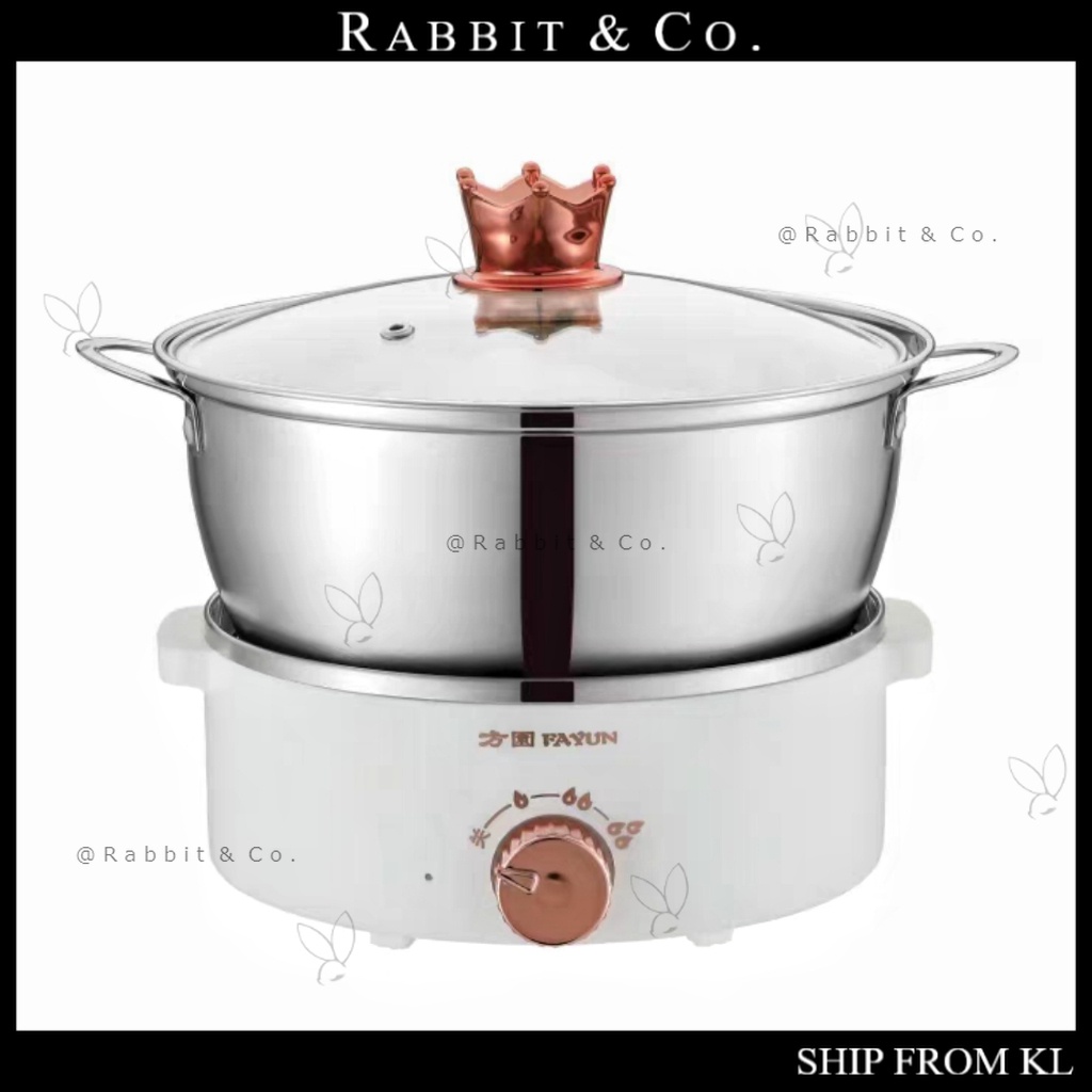 R&C Electric Hot Pot cooker Split Multi-Function Large Capacity Electric Skillet Shabu-Shabu Hot Pot Noodles Soup