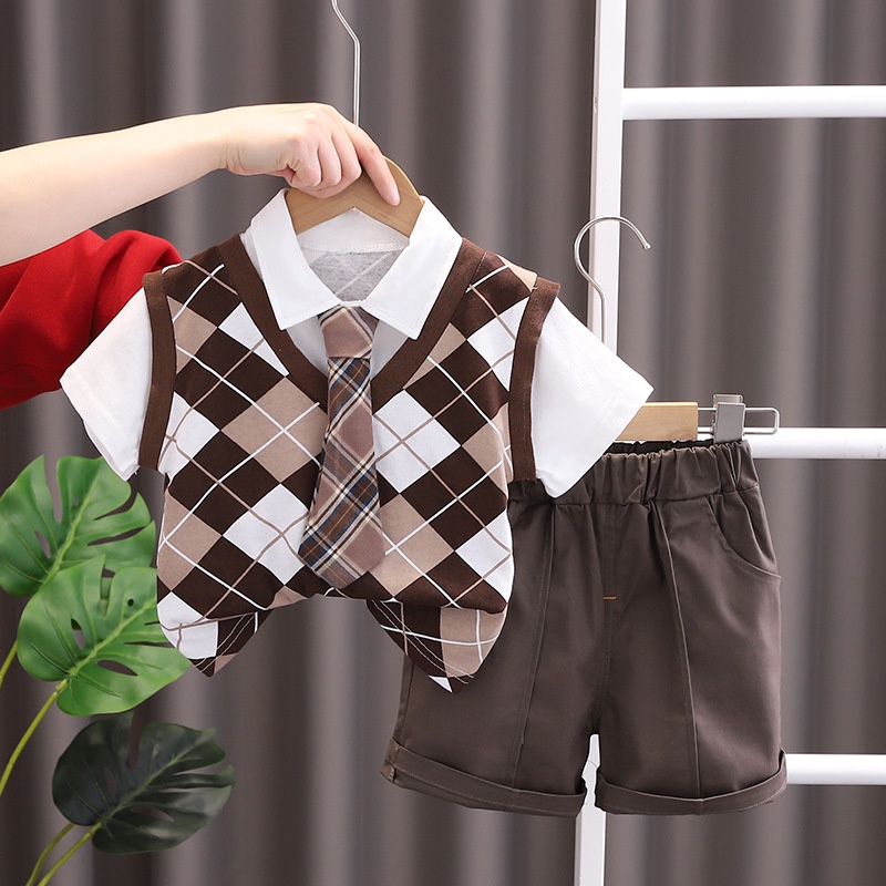 Toddler Baby Clothes Sets Brother and Sister Matching Outfit Summer College Style Boys Shirt+Shorts Suit Girls Blouse+Skirts Set