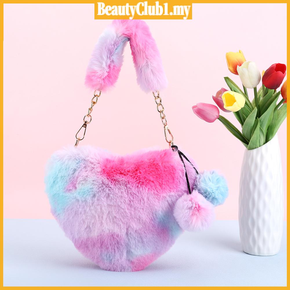 Beauty✿Women Heart Tote Tie Dye Satchel Sling Gradient Color Winter Shopper Bag