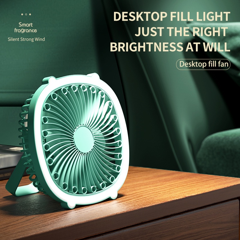 USB Rechargeable 3in1 Desktop Fan Table Fan Kipas Berdiri Hanging Fan With Lamp Portable Mini Fan