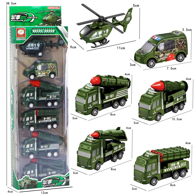 Premium Must 6pcs Set Cartoon Mini Pull Back Military Model Toy Car Fire Truck City Police Helicopter Racing Toys Boy... - Image 3