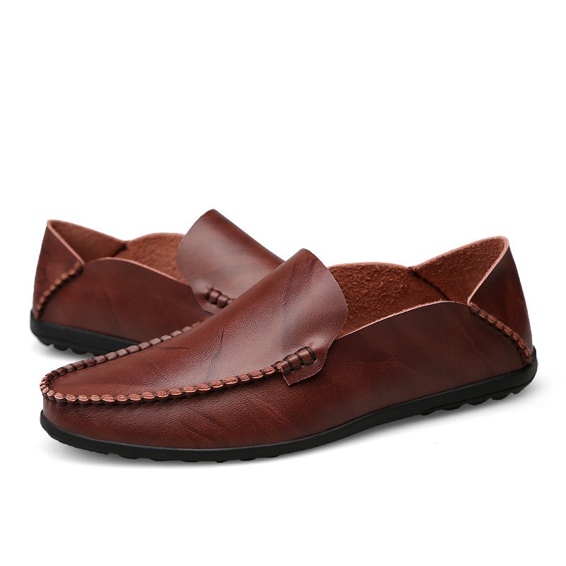 Gym Comfort Kasut Kulit Pejabat Lelaki Men's Loafer Casual Cow Leather Doug Boat Driving Shoes Slip Men Size 38-47 - Image 2