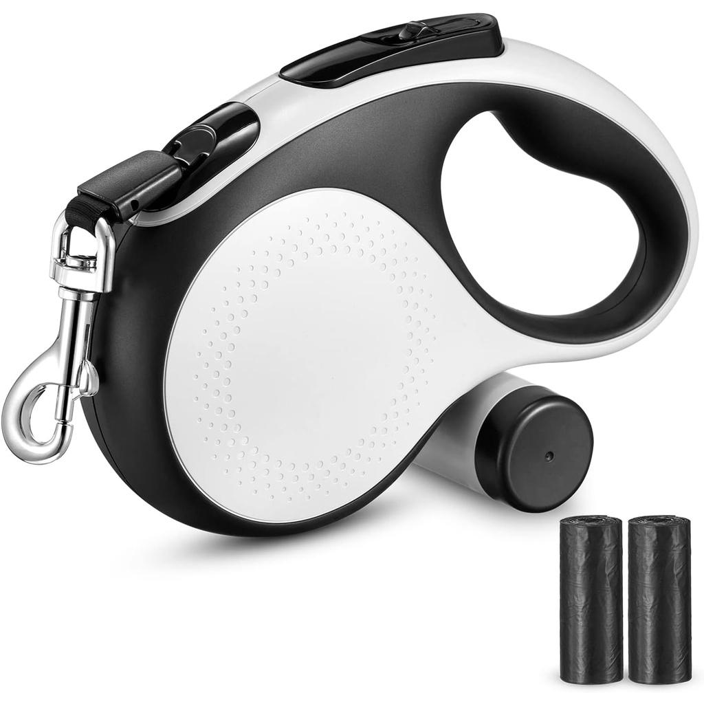 Retractable Pet Leash, Durable and Safe, Adjustable Length for Cats and Dogs, Includes Removable Waste Bag Dispenser, Eco-Friendly and Hygienic