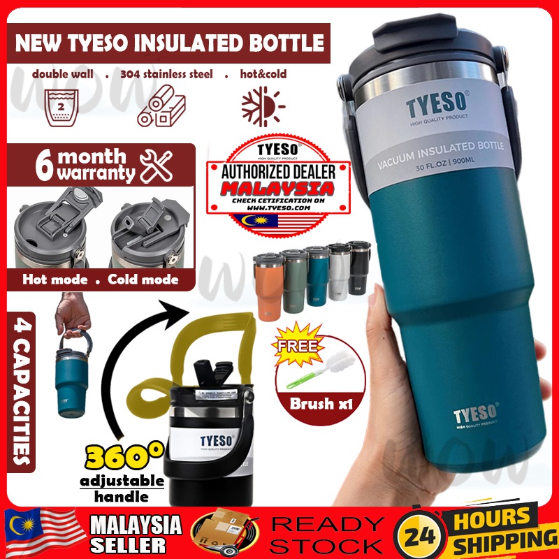 【AUTHORIZED DEALER】Tyeso Tumbler With Handle 600/750/900/1200ml Stainless Steel Insulated Flask Water Bottle Botol Air