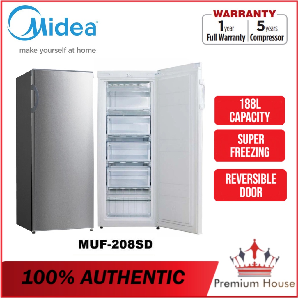 【MUAR & MELAKA ONLY】MIDEA 188L / 157L Upright Freezer (MUF-208SD/  MUF208SD / MUF-208 / MUF208)