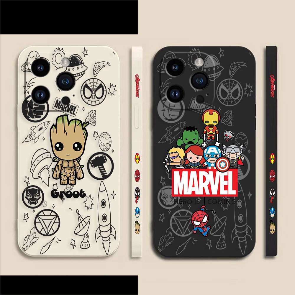 Hero Is Coming Baby Groot Side Printed Liquid Silicon Phone Case For APPLE iPhone 15 13 12 14 11 SE2020 SE2022 X XS 8 7 6S 6 Pro Max Plus Mini