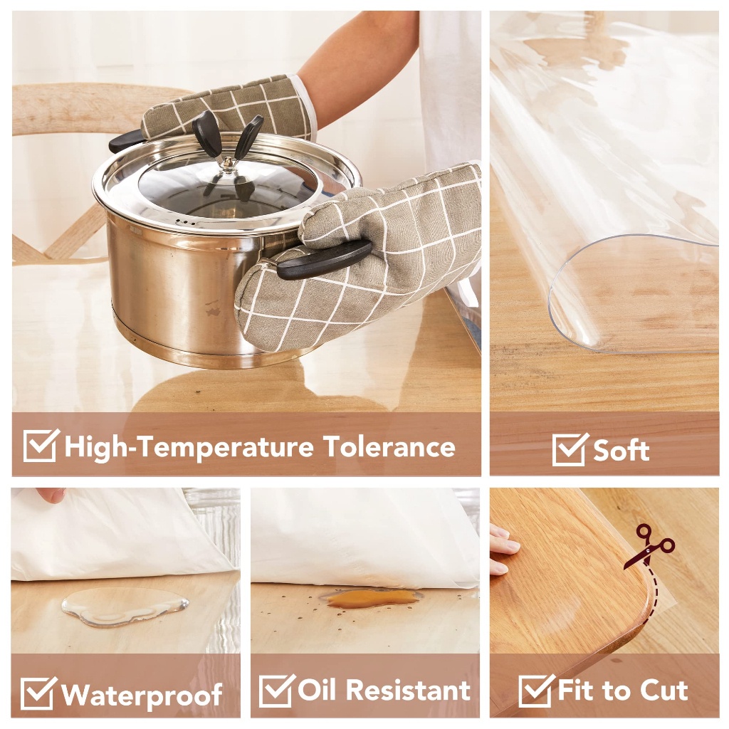 Essential Purpose Transparent Alas Meja plastic tebal pvc table mat cover protector round top Premium Versatile - Image 5