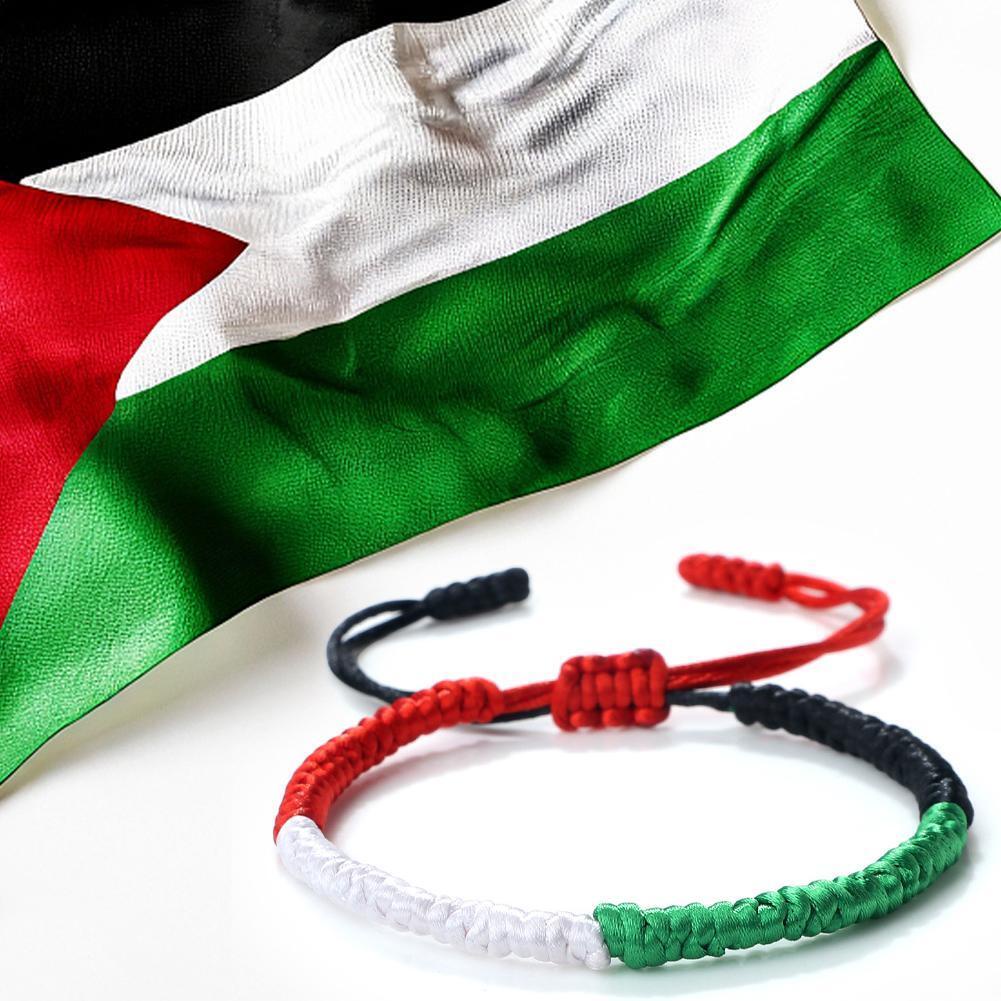 Palestine Flag Bracelet Green White Red Black Rope Braid Bangles Palestinian Country Flags Couple Bracelets Patriot Wristband