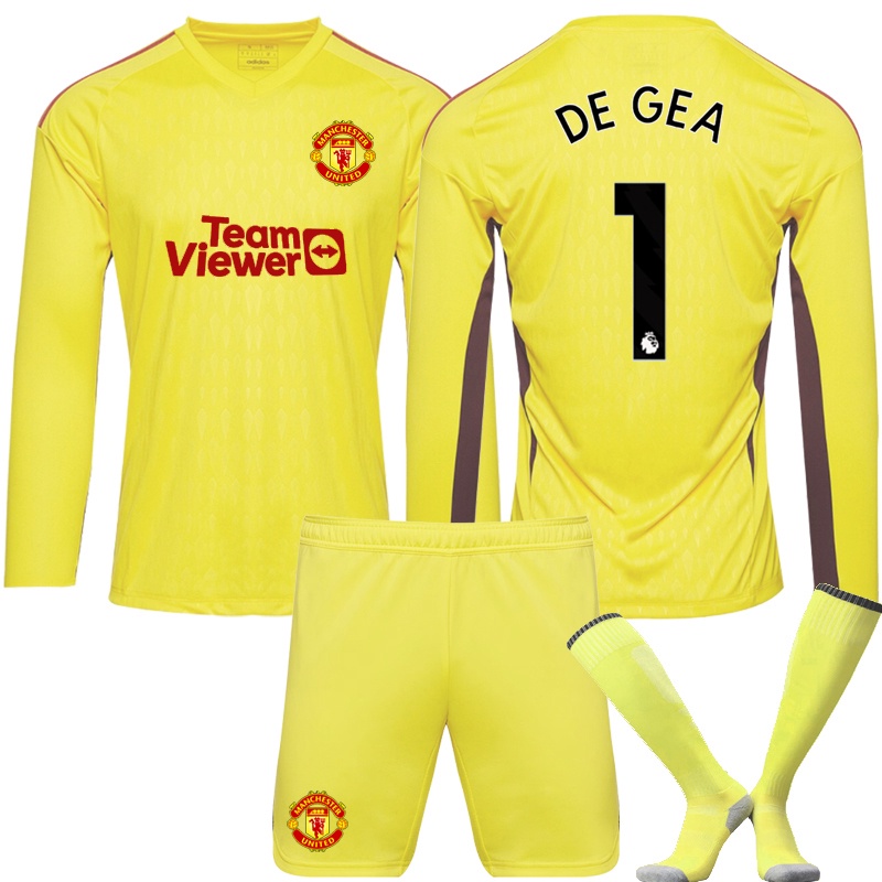 Football goalkeeper's shirt No. 1 David De Gea Club goalkeeper's yellow long-sleeved suit match wear sports uniform