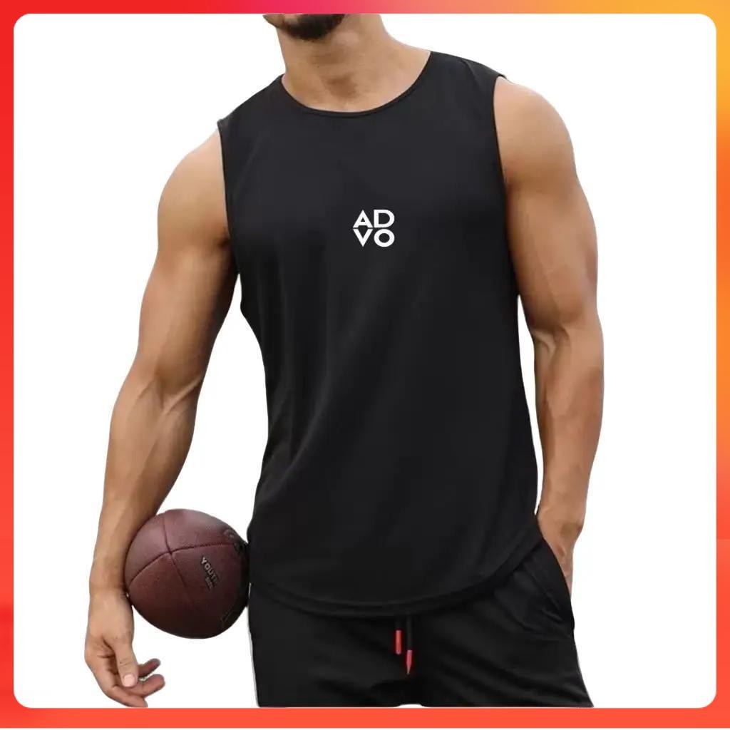 ADVO Logo Center Microfiber Singlet Men Jersey Round Neck Tank Top Sleeveless Baju Jersi Lelaki Plain Unisex Quick Dry