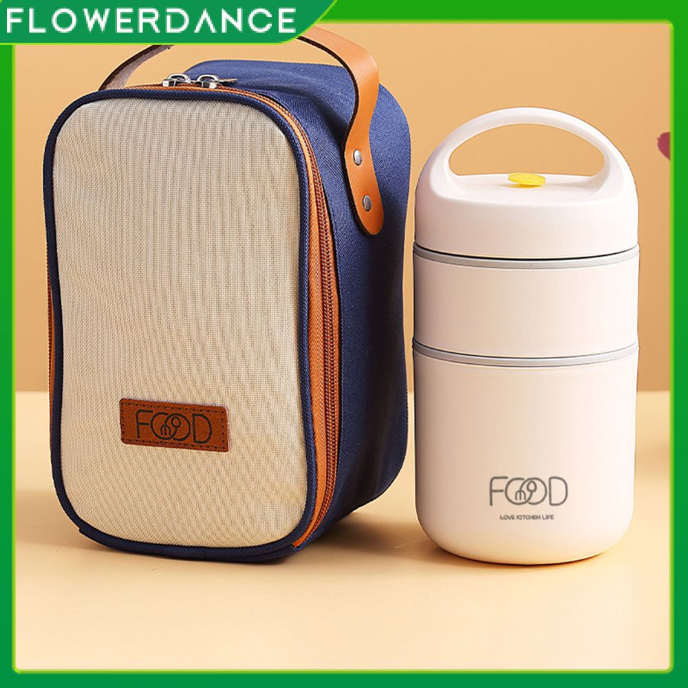 Portable 304 Stainless Steel Vacuum Thermal Lunch Box Insulated Lunch Bag Food Warmer Soup Cup Thermos Breakfast Cup flower