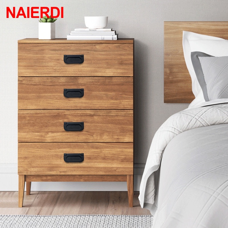Meal Food NAIERDI Aluminum Alloy Black Cabinet Handles American Style Solid Kitchen Cupboard Pulls Drawer Knobs Furni... - Image 2