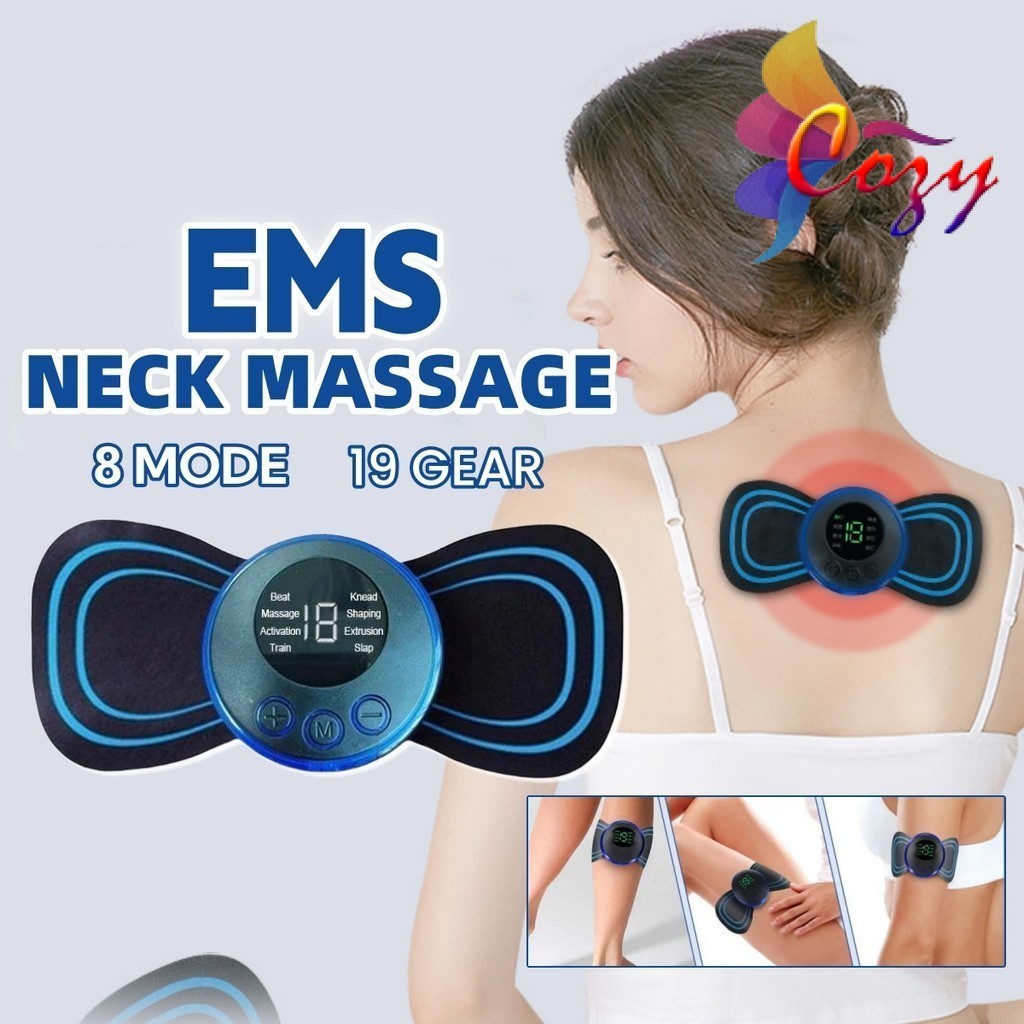 Mini Massager Neck Cervical Massage Sticker EMS Pain Relief Shoulder Muscle Relaxing Muscle Recovery USB Rechargeable