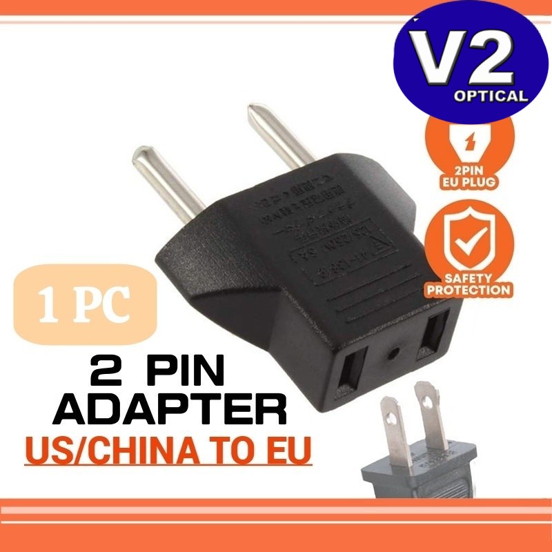(2 PIN Adapter) Converter US Input to EU Malaysia Output Round Plug Socket Travel Household China Plug To Malaysia Plug