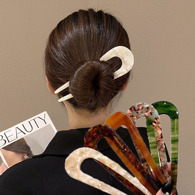 Korean simple acetate hairpin women's U-shaped retro hair accessories