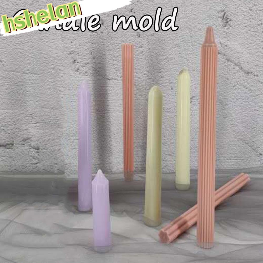 HSHELAN Wedding Supplies Long Pole Clay Tools Stripe Candle Mold Church Party DIY Craft Plastic Match Large Cylinder Rib Handmade Soap Making