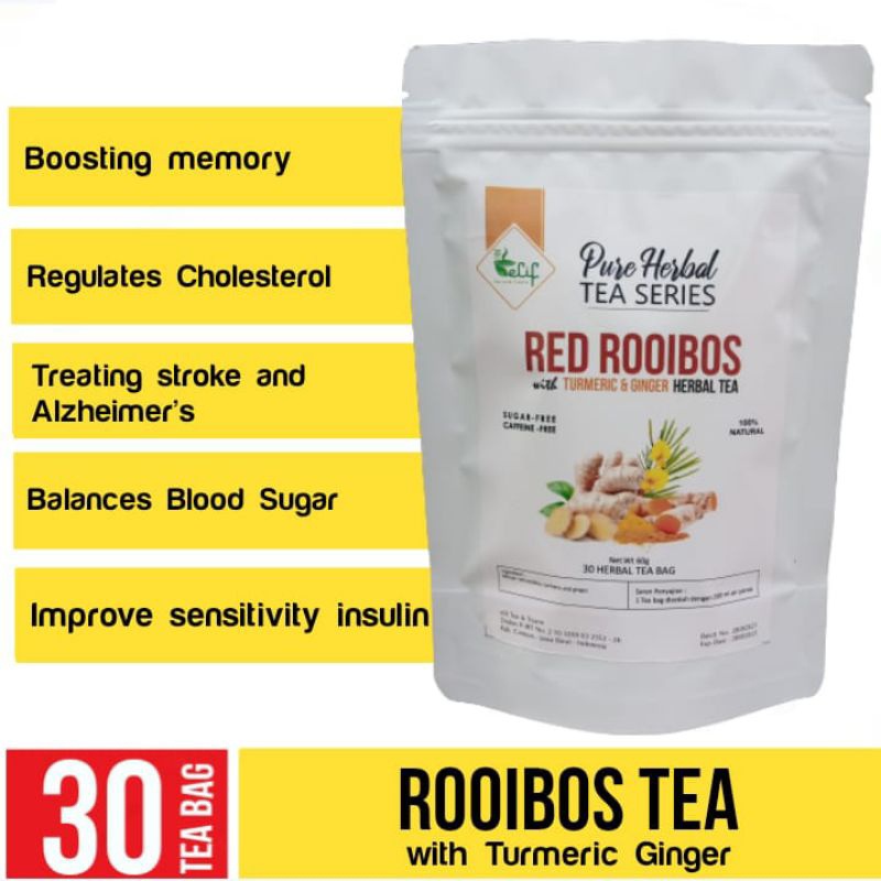 ELIF TEA Rooibos Tea  Teh Rooibos  African Red Tea  Pure Herbal Tea Series  30 Tea Bag -z1