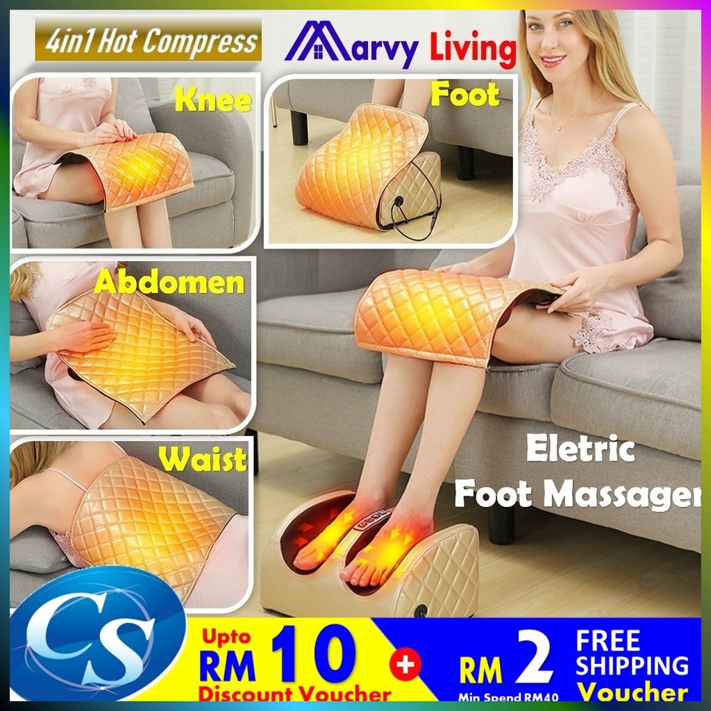 4-in-1 Electric Foot Massager Calf Leg Back Infrared Heating Relief Shiatsu Kneading Rolling Massage Mesin Urut Kaki