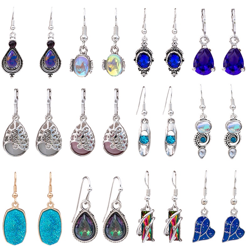 Trendy Boho Dangle Earrings Retro Selenite Turquoise Drop Earrings Ethnic Court Ear Hook Summer Beach Party Jewelry for Women