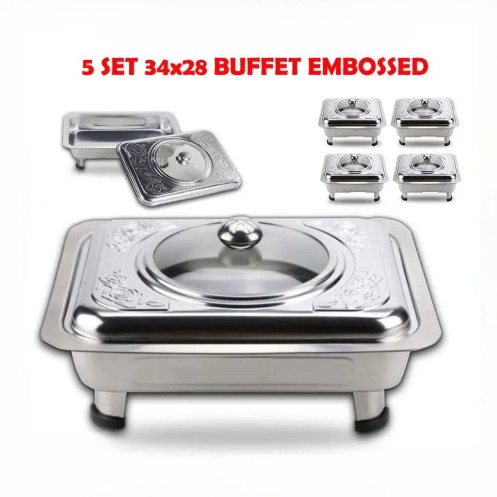 MYHZ_ 5 set 35x27 BUFFET TRAY SET / SERVING TRAY /FOOD PAN KENDURI SET CATERING