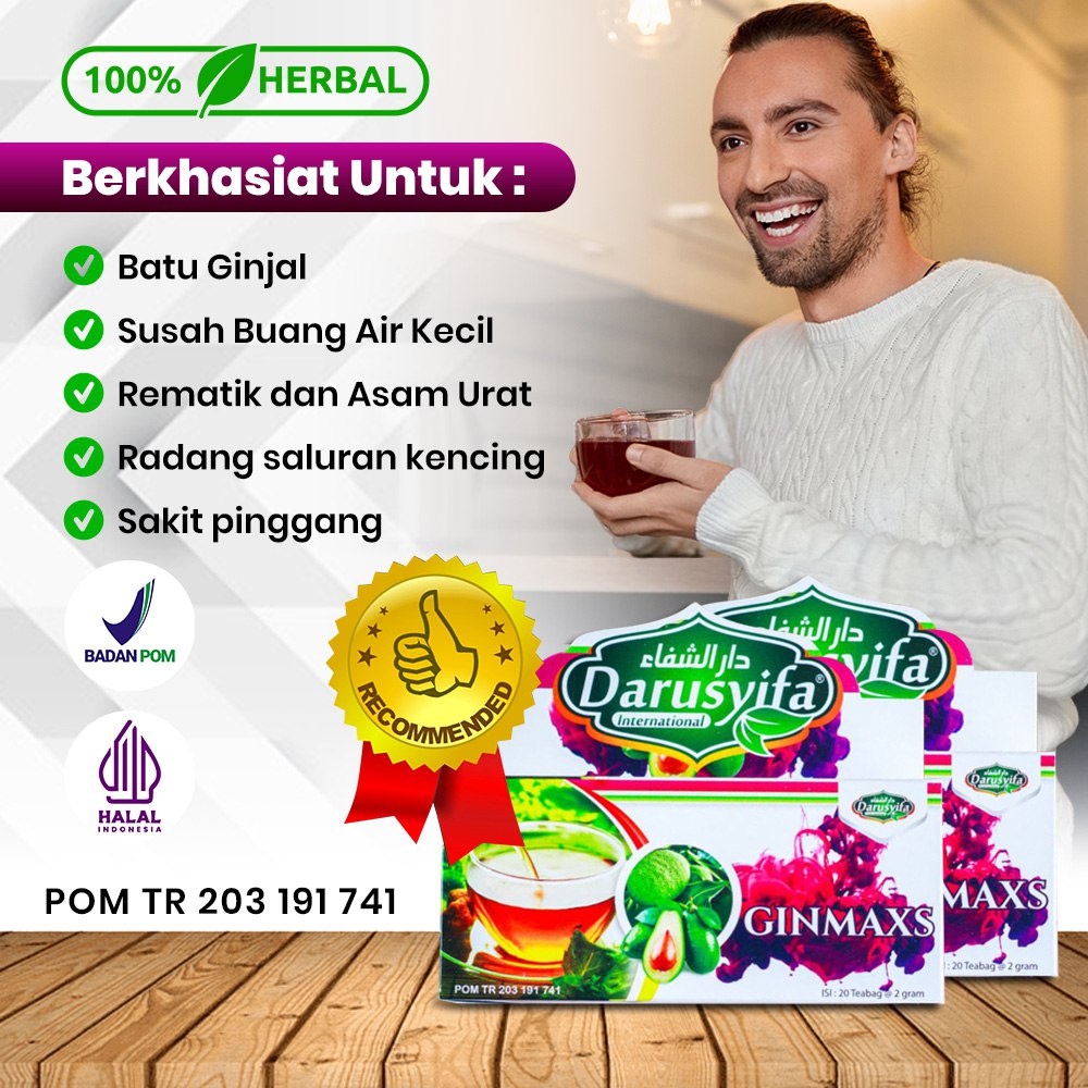 Premium Reliable Teh Celup D Gin Detok Ginjal Darusyifa Alami Daun Sukun Plus Alpukat Obat Atasi Rematik Asam Urat & ... - Image 3