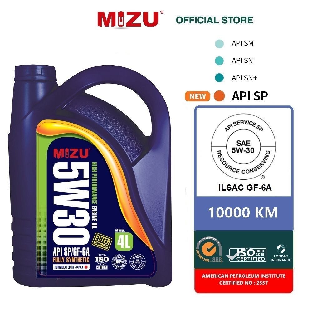 MIZU 5W30 Fully Ester Synthetic Oil - 4L - [ API SP / GF-6A ] minyak pelincir all car perodua Toyota honda proton