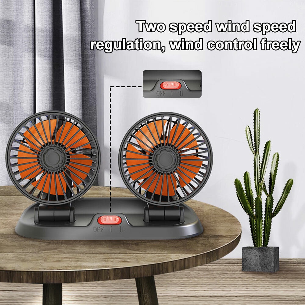 Must Versatile USB Car Household Double Head Fan 360° Adjustable USB/12V/24V Strong Cooling Wind Portable SUV Truck ...