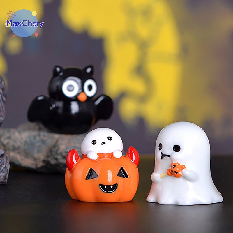 MCHY> Halloween Micro Landscape Miniature Figurines Resin Craft Mini Fairy Garden Ornaments Cute Pumpkin Ghost Vampire Decoration new