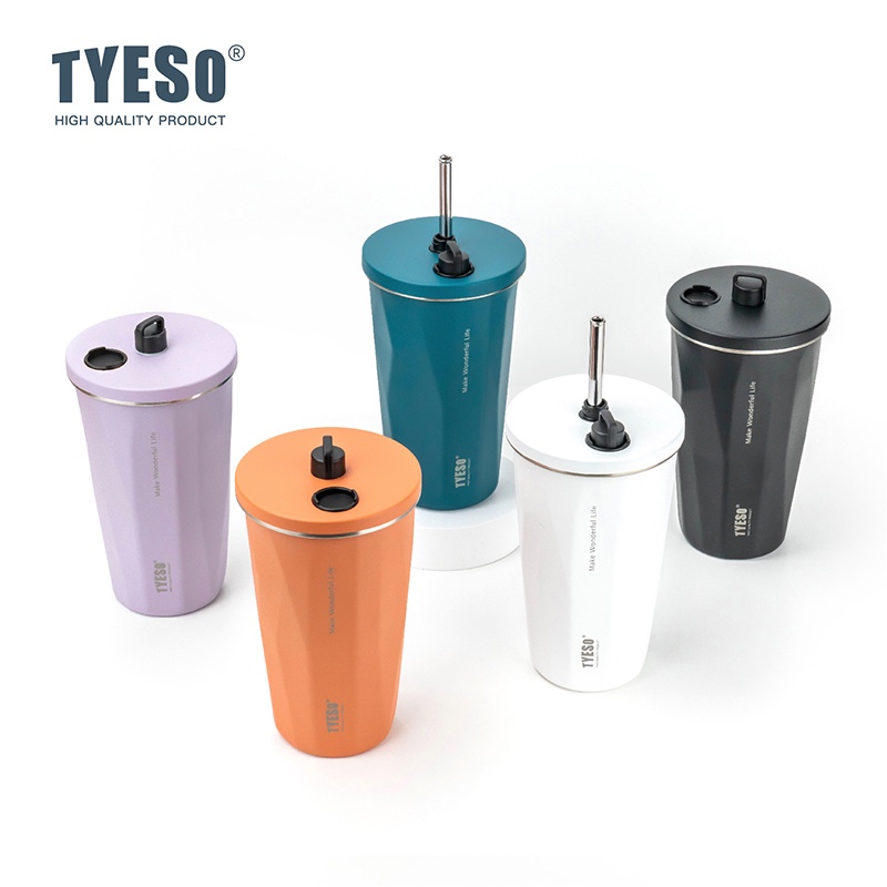 TYESO TS-8848A 600ml Vacuum Insulated Tumbler Keep Cold And Hot With Straw Botol mug water bottle T