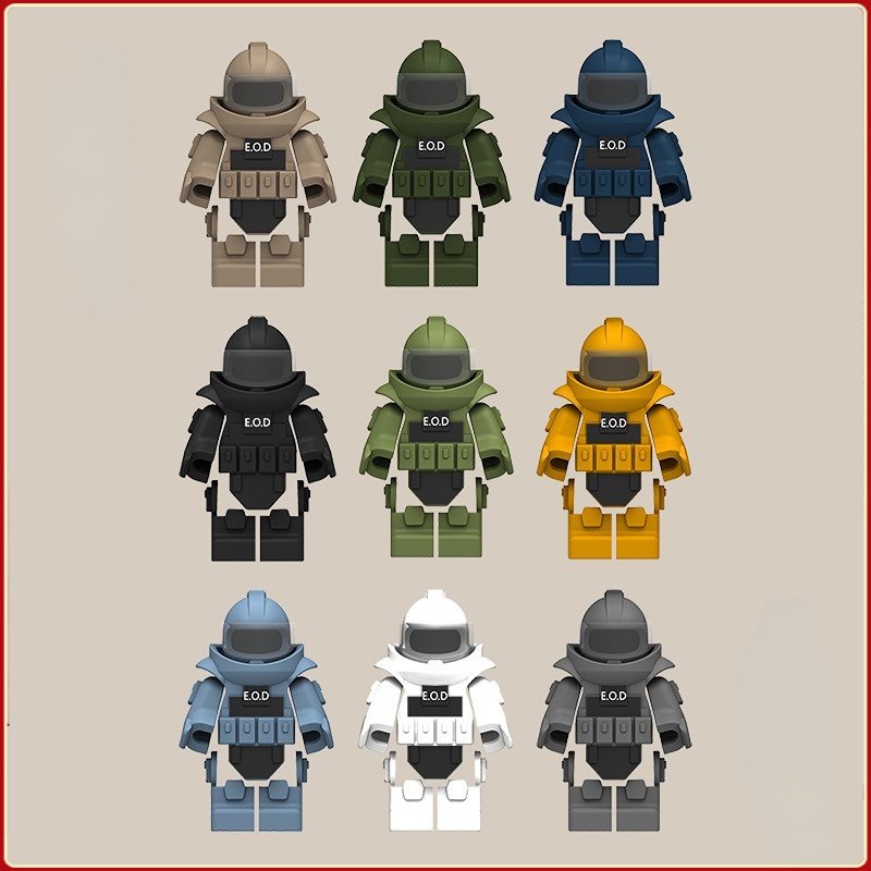 Building block special police minifigures MOC party military bomb disposal suit figurine accessories