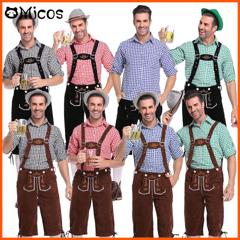 German Oktoberfest Costumes Men Traditional Bavarian Beer Male Shirt Set Cosplay Beer Carnival Party Halloween Festival Party Outfit