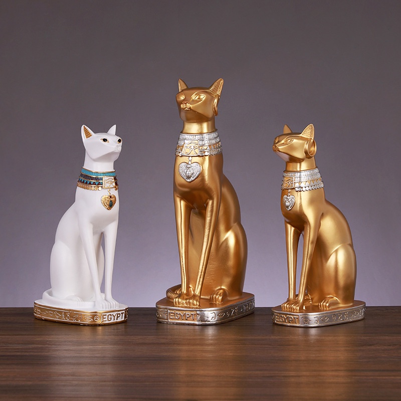 Resin Crafts Creative Egyptian Cat God Patronus Decoration Home Living Room Wine Cabinet Decoration Unique Lucky Cat