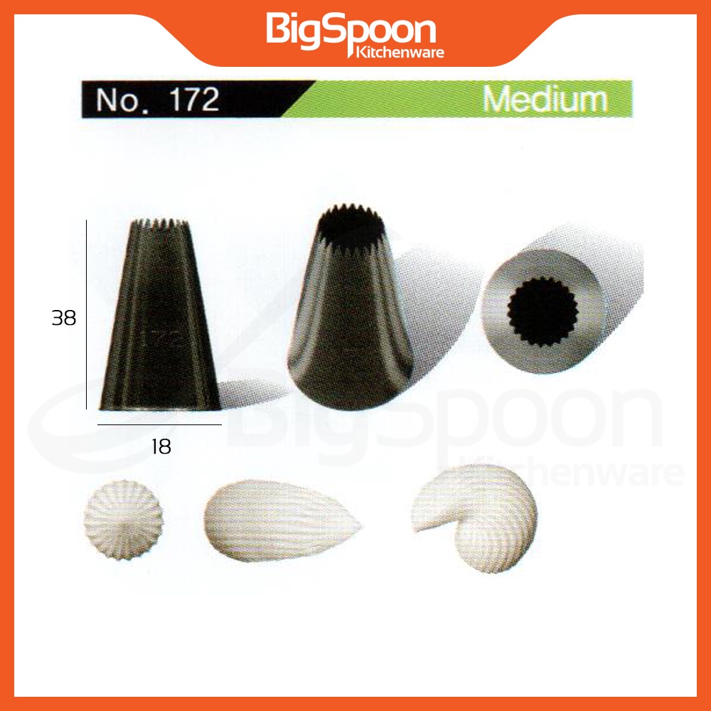 BAKECRAFT Open Star Icing Piping Nozzle | Stainless Steel Churros Nozzle | Piping Tip | Nozel Kek | 