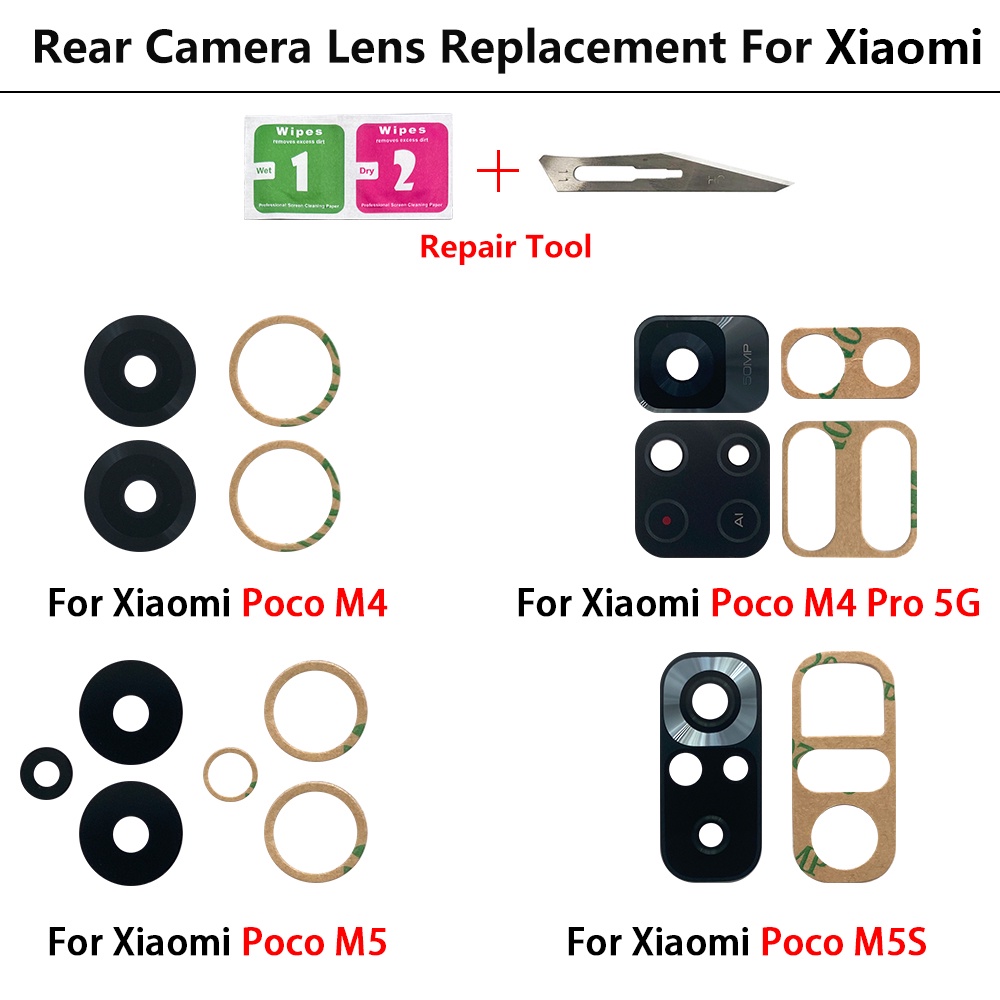Rear Back Camera Glass Lens Cover For Xiaomi Mi Poco C40 F3 F4 X4 GT M4 M5 M5S X4 X5 Pro 5G With Ahesive Sticker