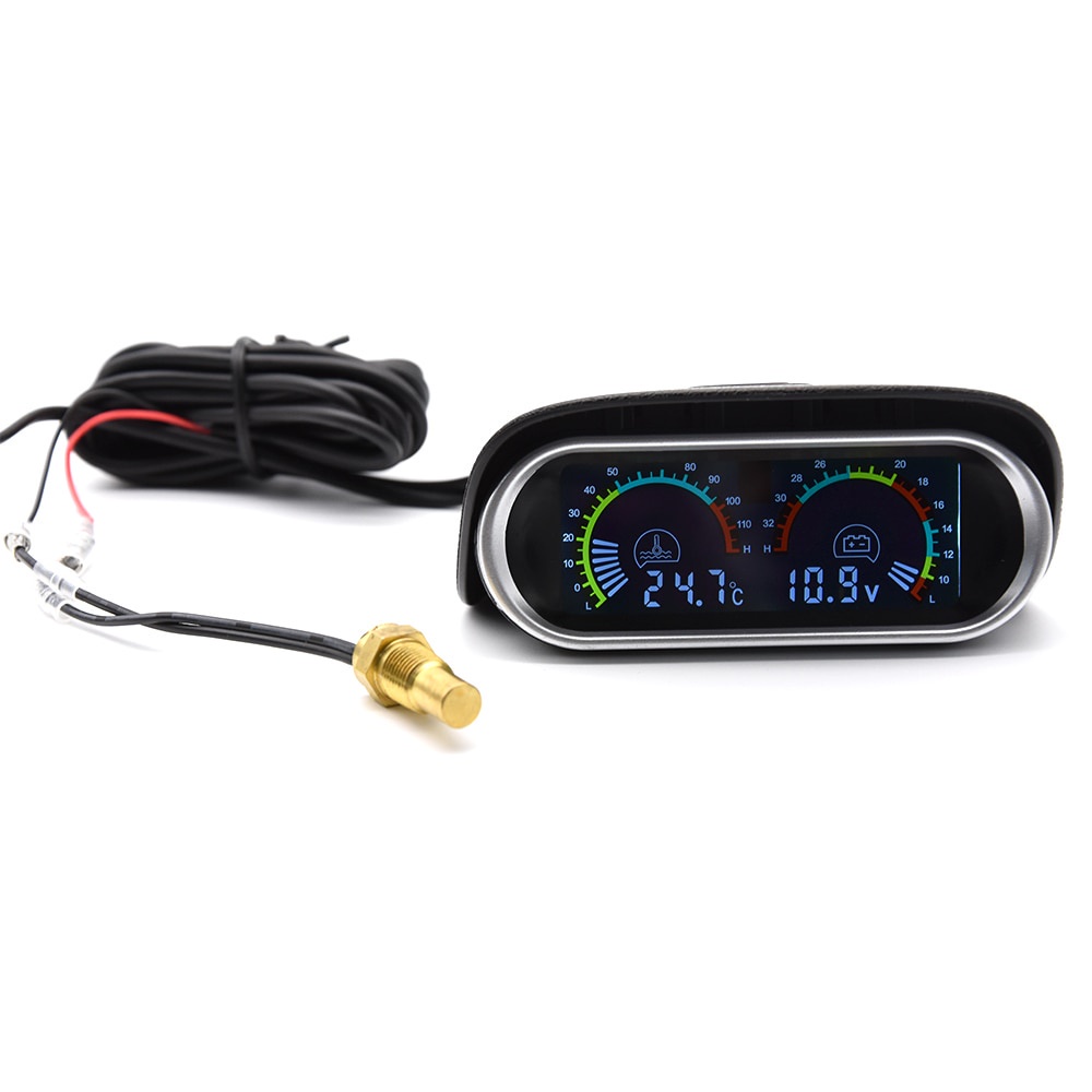 Essential Have 12V Digital Water Temperature Gauge Car + Volt Sensor Head Plug Joint Pipe Radiator Hose Ad - Image 2