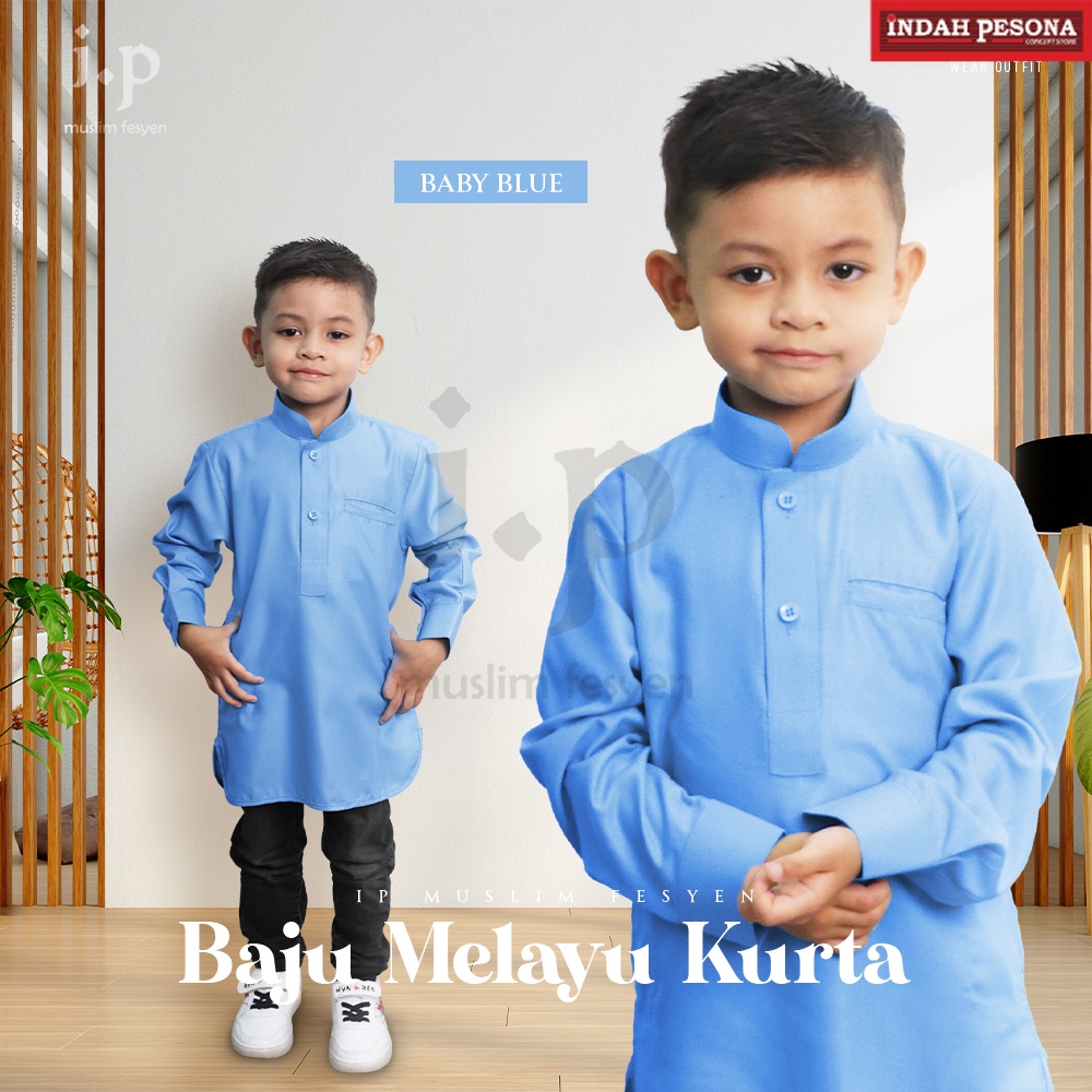 Indah Pesona Soft Cotton Slim Fit Baju Kurta - Baby Blue/Size 0-14