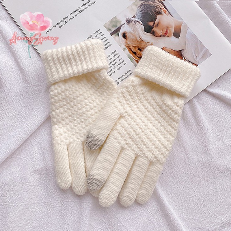 AmongSpring> 1Pair Winter Gloves – Wool Fleece Unisex Warm Thick Touch Screen Autumn Fluffy Sarung Tangan Sejuk