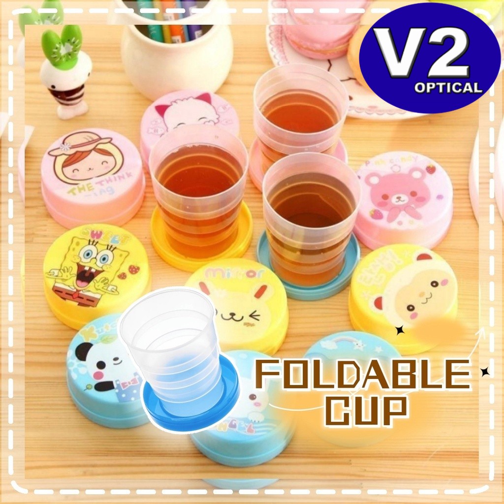 Cartoon Folding Cup Travel Collapsible Children Plastic Drinking Cup Portable Picnic Reusable Outdoor Water Bottle