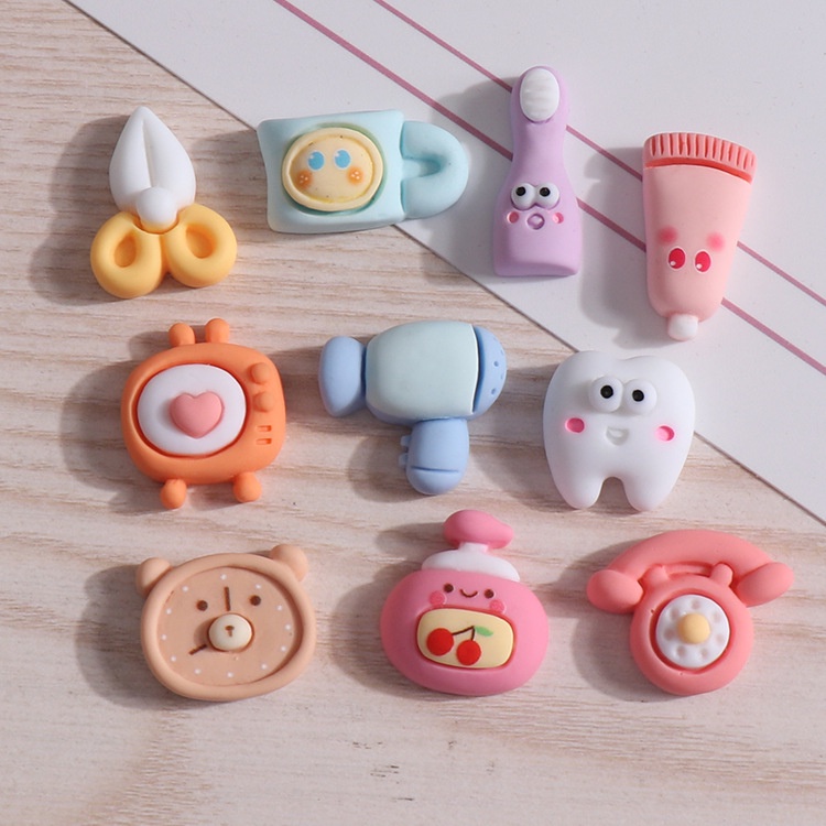 Cartoon Alarm Clock Croc Jibbitz Charm Toothbrush Jibits Charm Teeth Shoe Charms Pin Hair Dryer Croc Jibbits for Kids Shoes Accessories Decoration