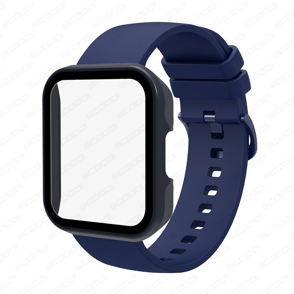 Sports silicone Strap with Glass Protector Case for Realme watch 2 / 2 Pro / 3 / 3 Pro Smart Watch