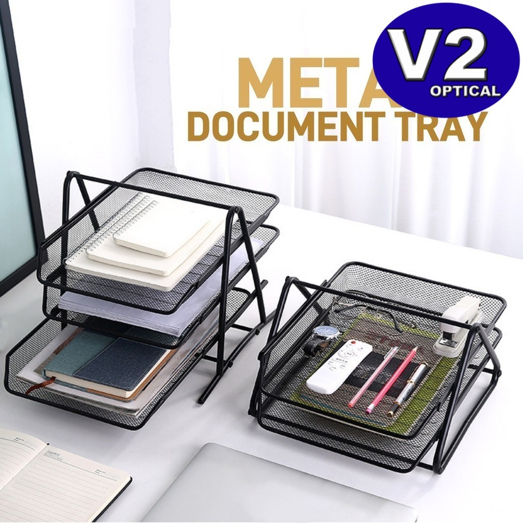 2/3/4 Tier Document Tray Metal File Letter Collection Paper Holder Sorting Dropbox Desk Organizer Rack Book Shelf