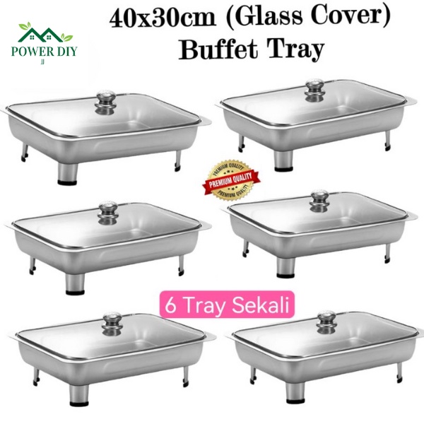 6set 40x30 cm S/S  buffet set catering tray  embossed food pan food tray Warmer serving tray berkas lauk