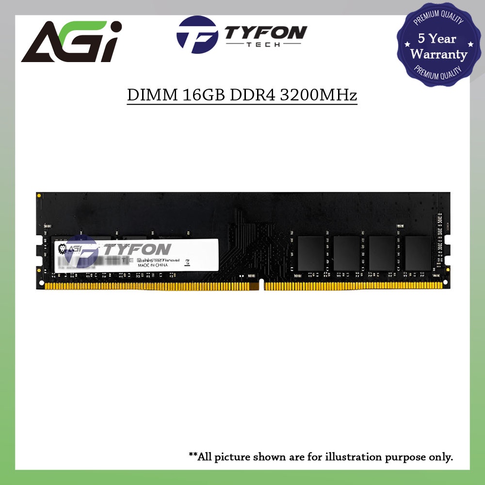 AGI DIMM 16GB DDR4 3200MHz PC4-25600 Desktop PC RAM (AGI320016UD138)