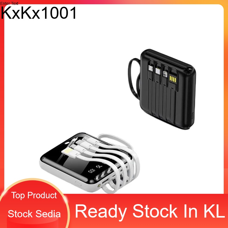 50000mAh 4 Cables Full Capacity Mini Powerbank Dual USB Portable Digital Display Power Bank Slim Battery