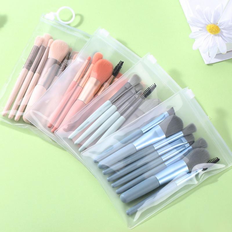 Makeup Brush 8 Mini Makeup Brush Set Brush Plastic Handle Portable Makeup Brush Soft Hair Makeup Tool Foundation Brush Eyeshadow Brush