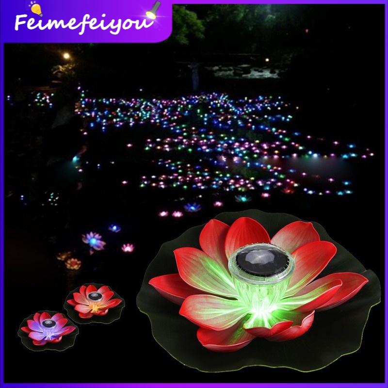 LED Solar Lotus Lantern Loy Krathong Water Float Light Colorful LED Outdoor Waterproof Floating Lamp for Yard Pond Garden