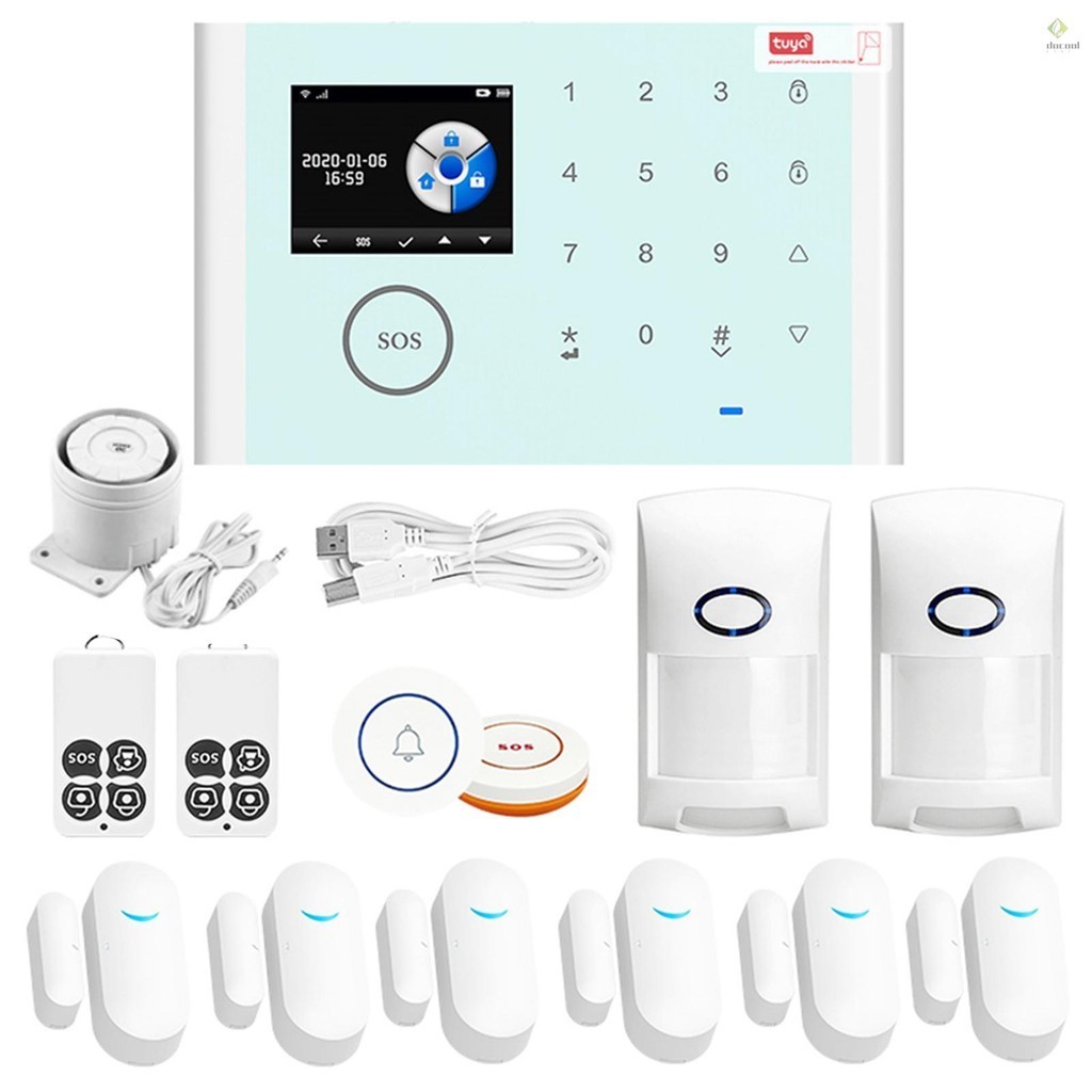 CS118 WiFi+GSM+GPRS 3 IN 1 Network Intelligent Home Alarm System Tuya APP Remote Control 433MHz Home Secure Door Bell Smart Alertor Compatible with Amazon Alexa Voice Control